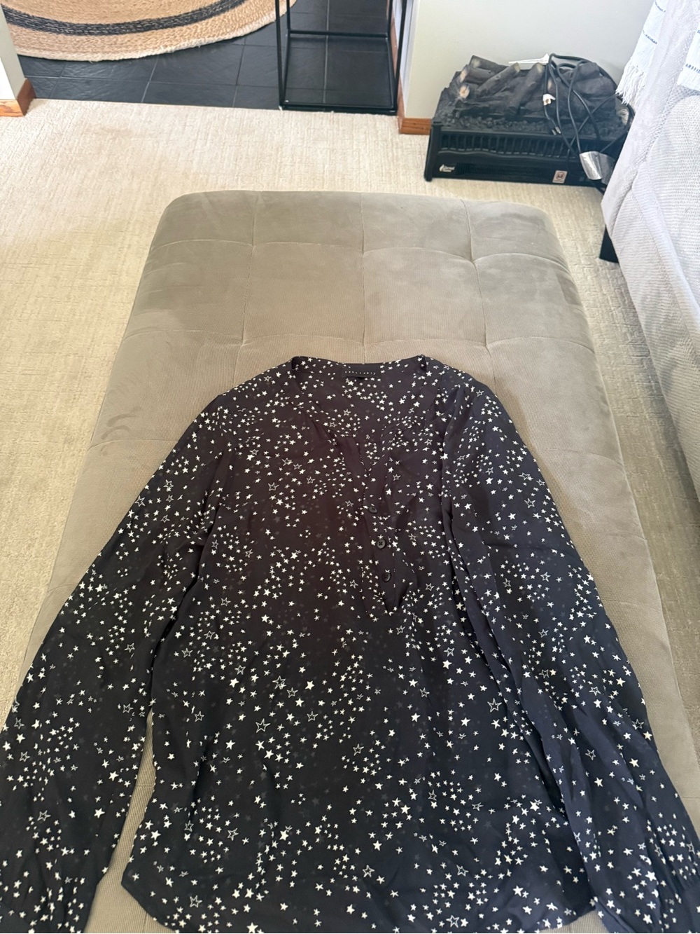 Sanctuary Black Top with White Star Print